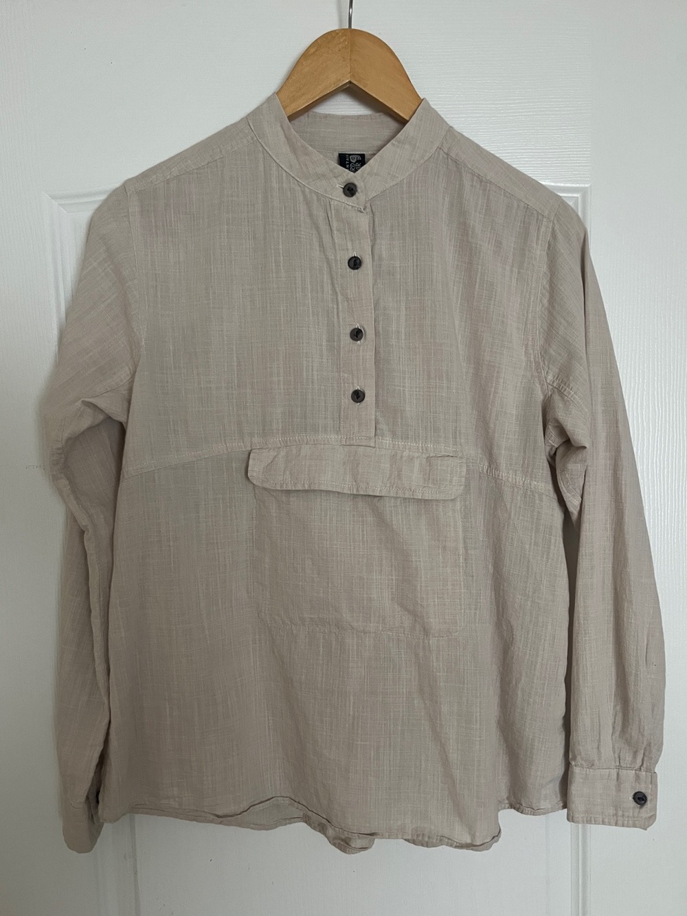 Mountain Hardwear Beige Half Button Down Shirt with front pouch pocket